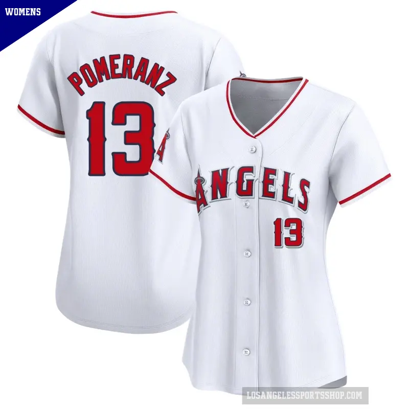 Women's No.13 Drew Pomeranz Los Angeles Angels White Limited Home Jersey