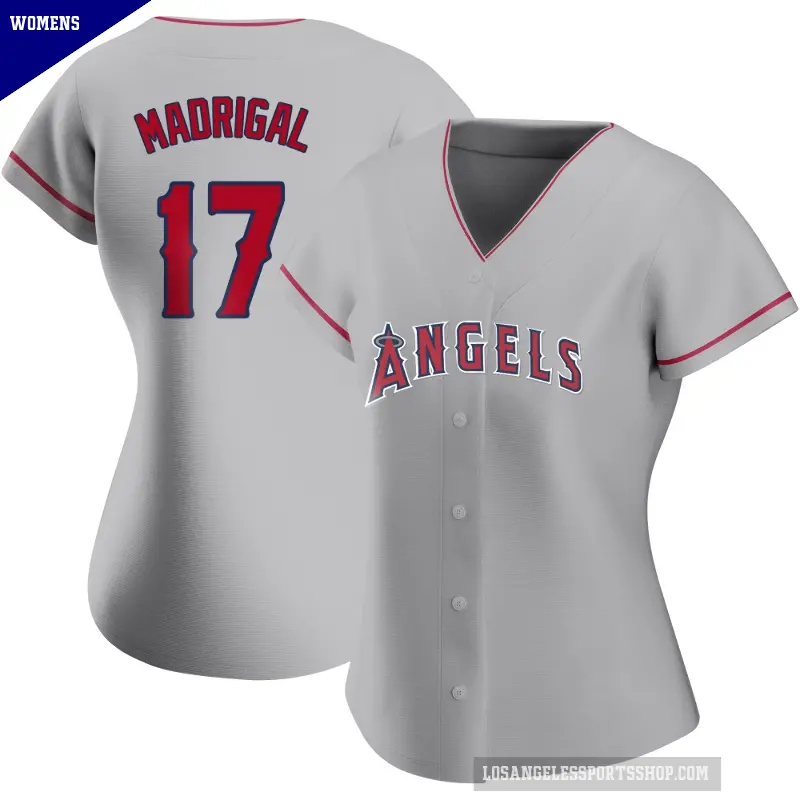Women's No.17 Nick Madrigal Los Angeles Angels Authentic Silver Road Jersey