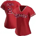 Women's No.2 Luis Rengifo Los Angeles Angels Red Replica Alternate Jersey