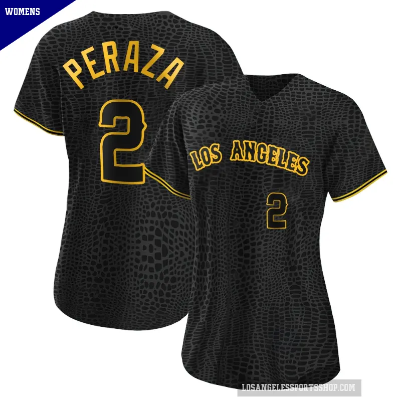 Women's No.2 Oswald Peraza Los Angeles Angels Black Replica Snake Skin City Jersey