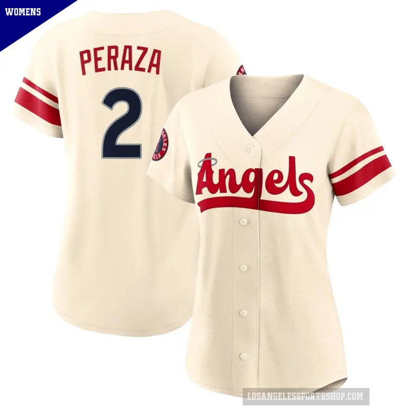 Women's No.2 Oswald Peraza Los Angeles Angels Cream Replica 2022 City Connect Jersey