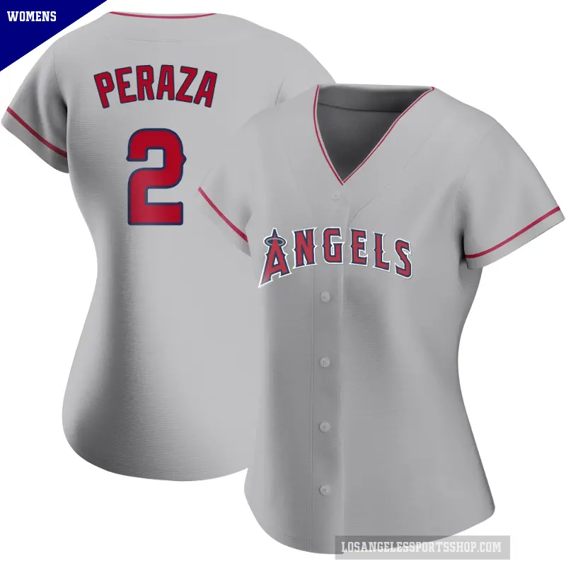 Women's No.2 Oswald Peraza Los Angeles Angels Replica Silver Road Jersey
