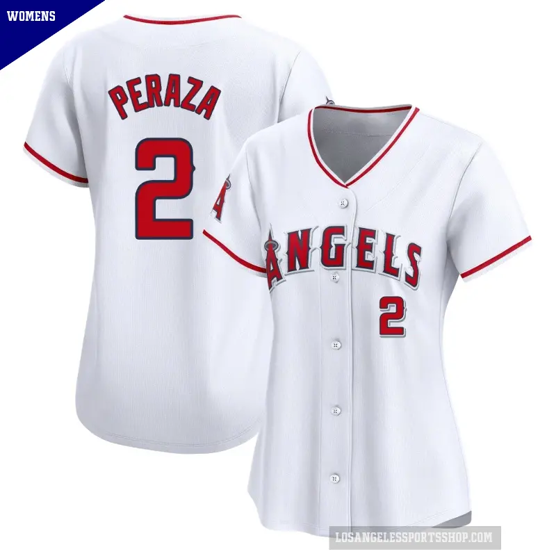 Women's No.2 Oswald Peraza Los Angeles Angels White Limited Home Jersey