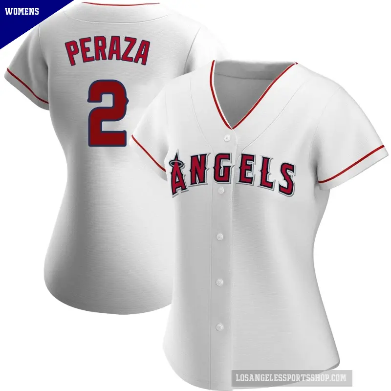 Women's No.2 Oswald Peraza Los Angeles Angels White Replica Home Jersey