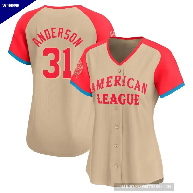 Women's No.31 Tyler Anderson Los Angeles Angels Cream Limited American League 2024 All-Star Game Jersey
