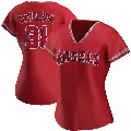 Women's No.31 Tyler Anderson Los Angeles Angels Red Replica Alternate Jersey