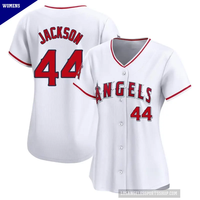 Women's No.44 Reggie Jackson Los Angeles Angels White Limited Home Jersey