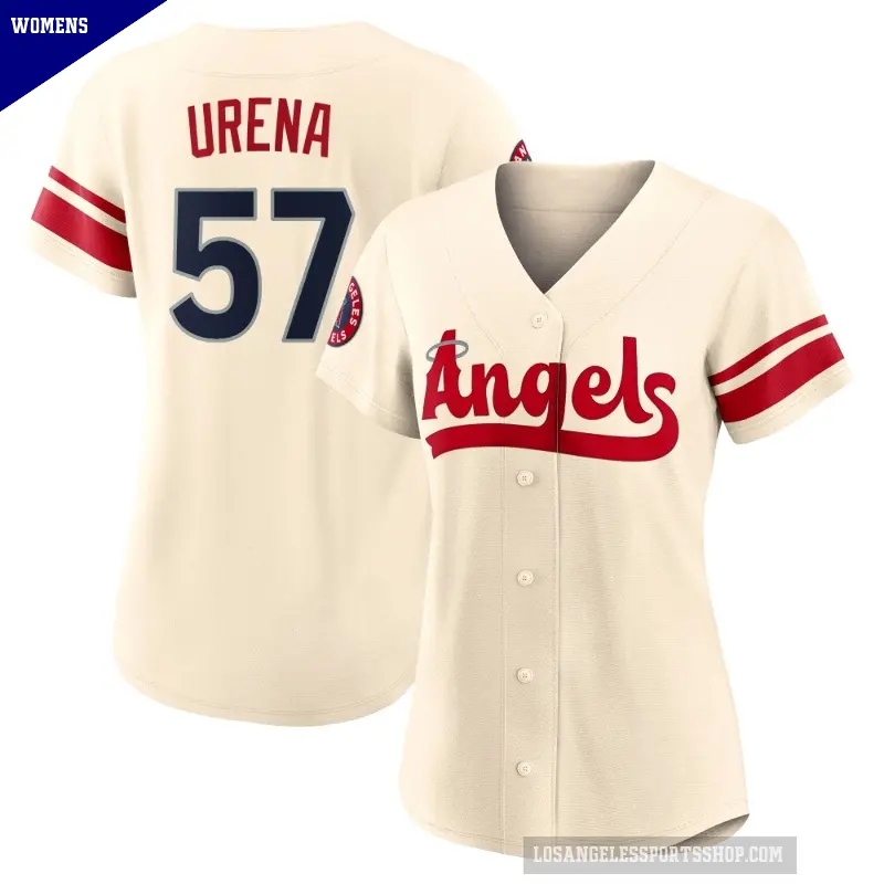 Women's No.57 Walbert Urena Los Angeles Angels Cream Authentic 2022 City Connect Jersey