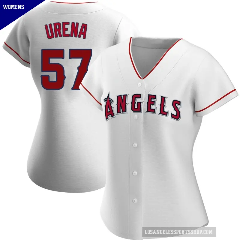 Women's No.57 Walbert Urena Los Angeles Angels White Authentic Home Jersey
