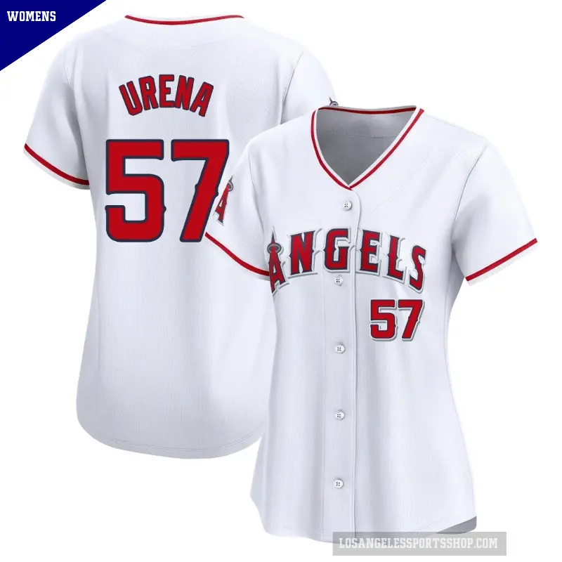 Women's No.57 Walbert Urena Los Angeles Angels White Limited Home Jersey