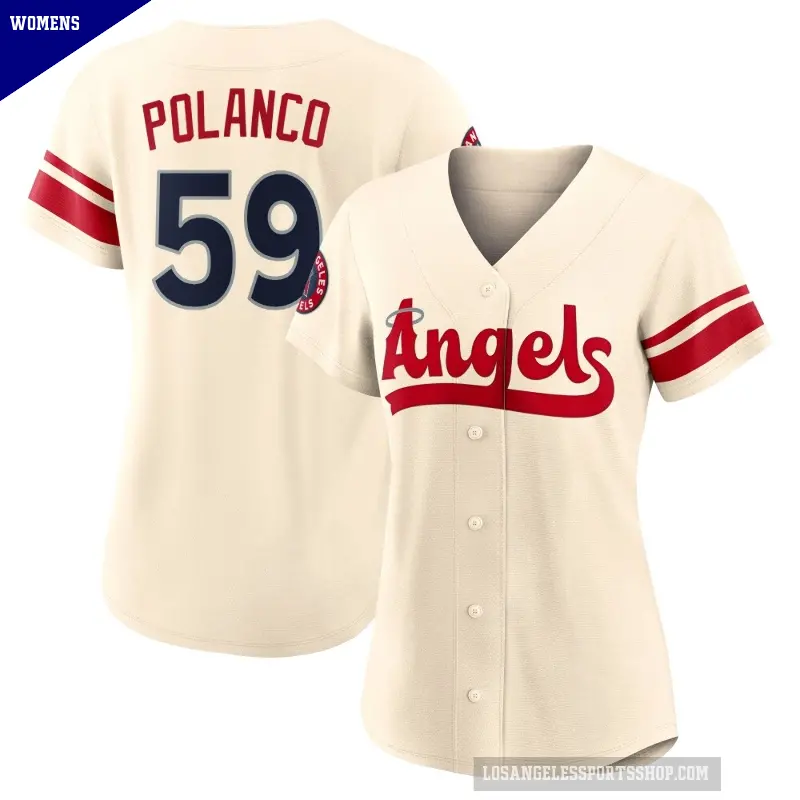 Women's No.59 Eybersson Polanco Los Angeles Angels Cream Replica 2022 City Connect Jersey