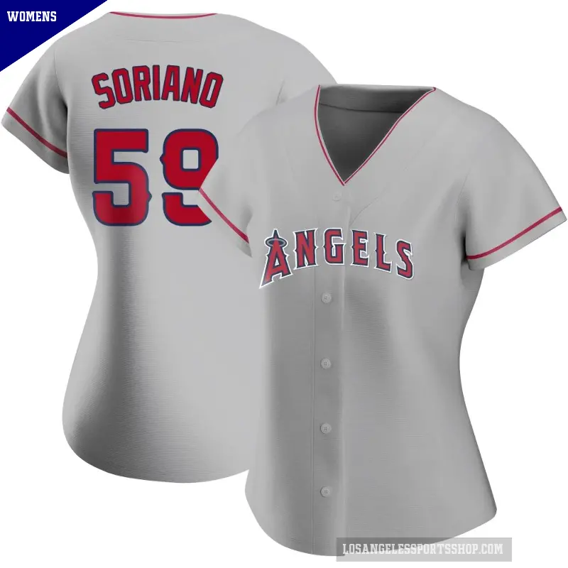 Women's No.59 Jose Soriano Los Angeles Angels Authentic Silver Road Jersey