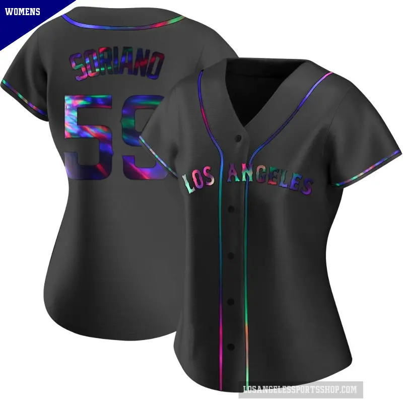 Women's No.59 Jose Soriano Los Angeles Angels Black Replica Holographic Alternate Jersey
