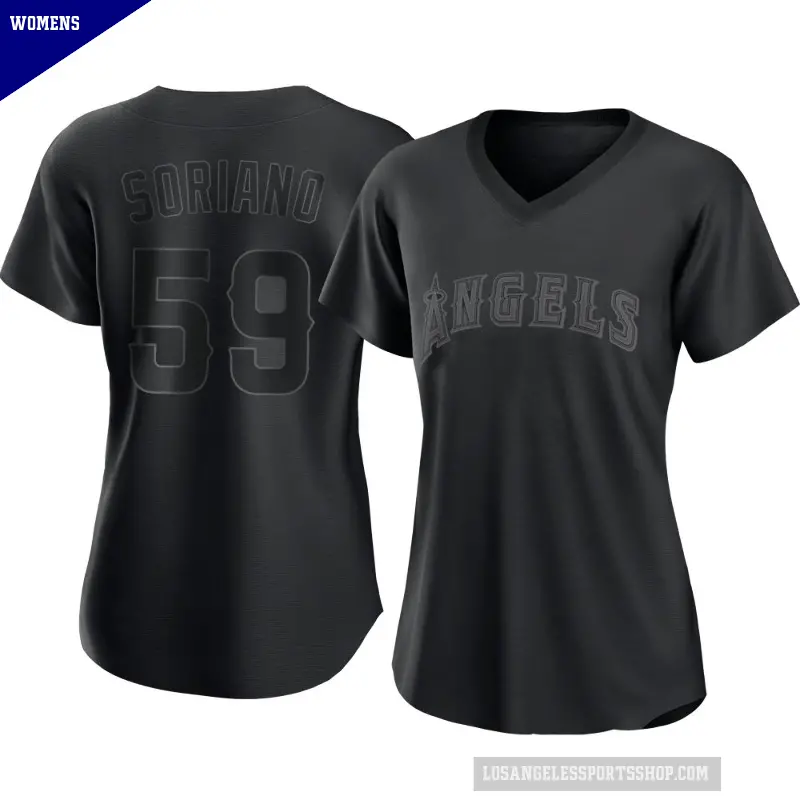Women's No.59 Jose Soriano Los Angeles Angels Black Replica Pitch Fashion Jersey