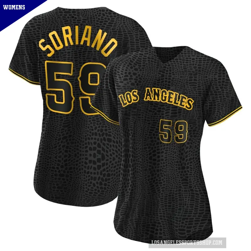 Women's No.59 Jose Soriano Los Angeles Angels Black Replica Snake Skin City Jersey