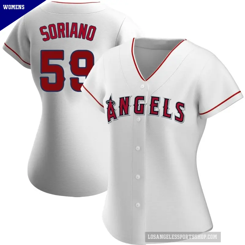 Women's No.59 Jose Soriano Los Angeles Angels White Authentic Home Jersey