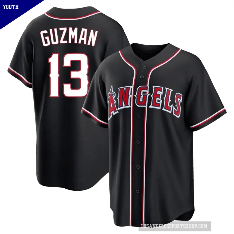 Youth No.13 Denzer Guzman Los Angeles Angels Black Replica Fashion Out Jersey