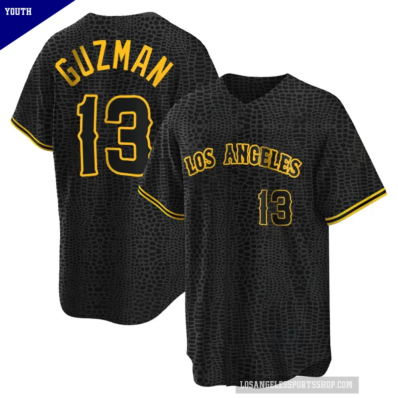 Youth No.13 Denzer Guzman Los Angeles Angels Black Replica Snake Skin City Jersey