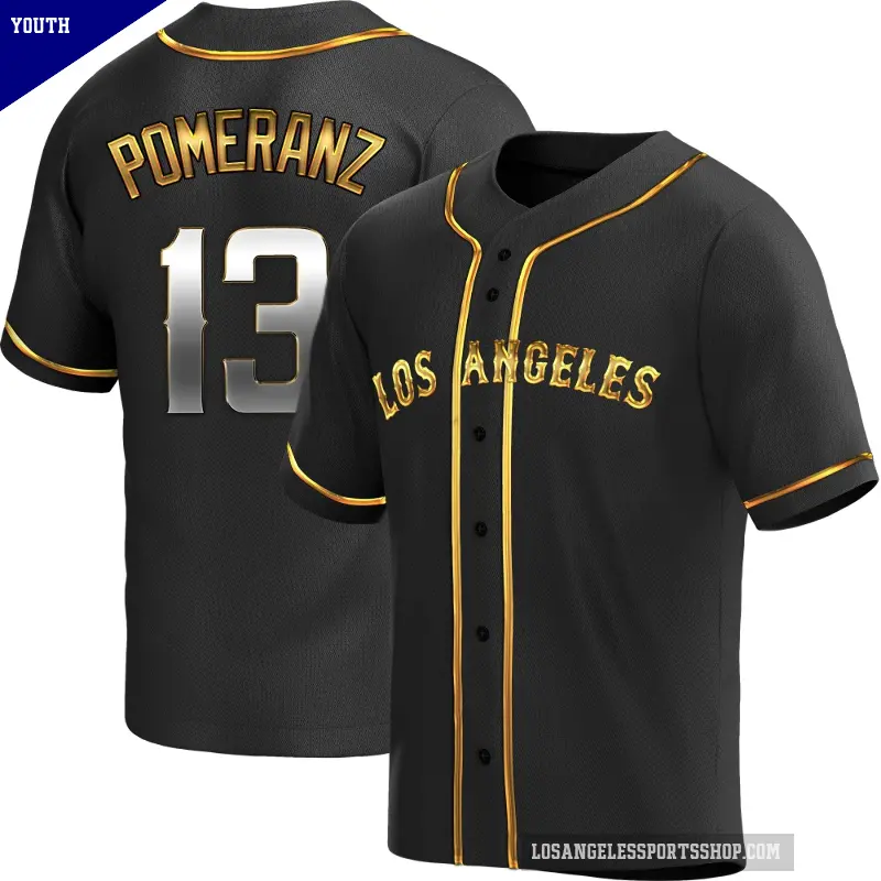 Youth No.13 Drew Pomeranz Los Angeles Angels Gold Replica Black en Alternate Jersey