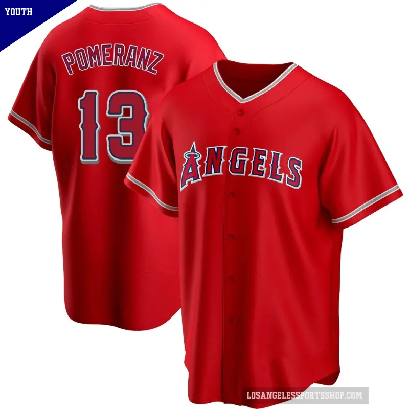 Youth No.13 Drew Pomeranz Los Angeles Angels Red Replica Alternate Jersey