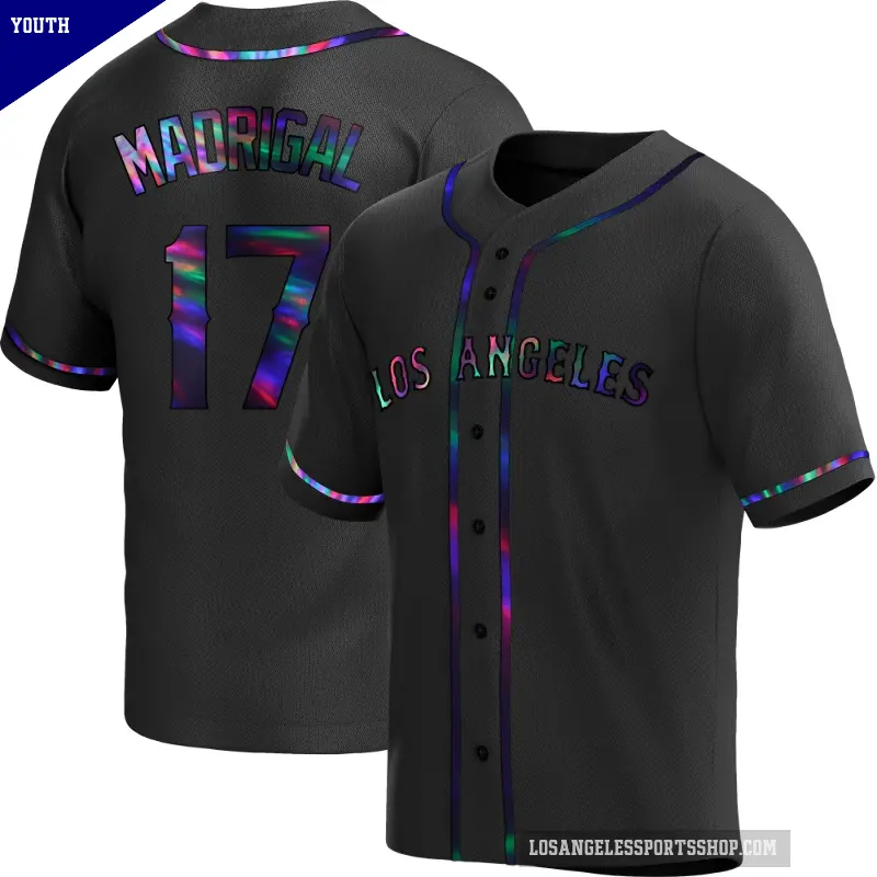 Youth No.17 Nick Madrigal Los Angeles Angels Black Replica Holographic Alternate Jersey