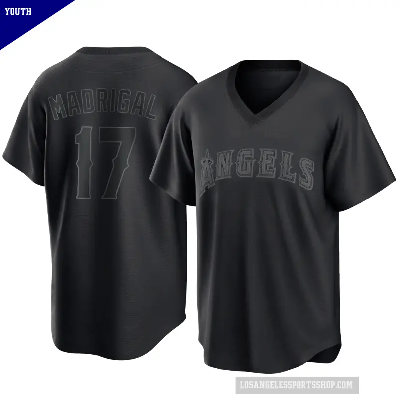 Youth No.17 Nick Madrigal Los Angeles Angels Black Replica Pitch Fashion Jersey