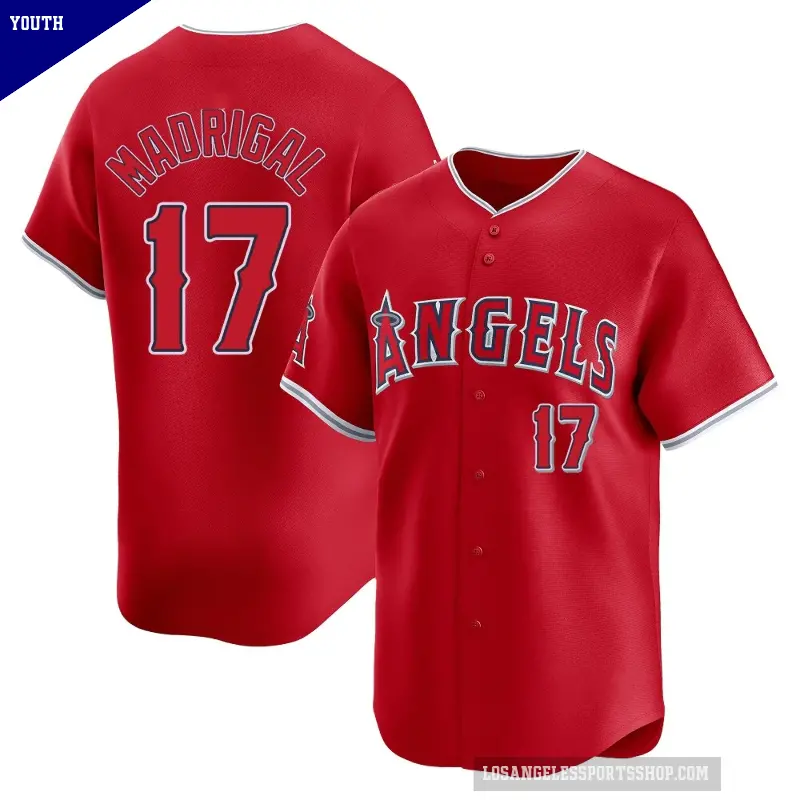 Youth No.17 Nick Madrigal Los Angeles Angels Red Limited Alternate Jersey