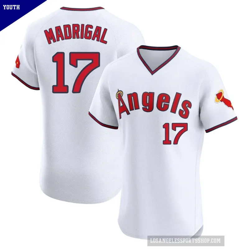 Youth No.17 Nick Madrigal Los Angeles Angels White Elite Alternate 2 Jersey