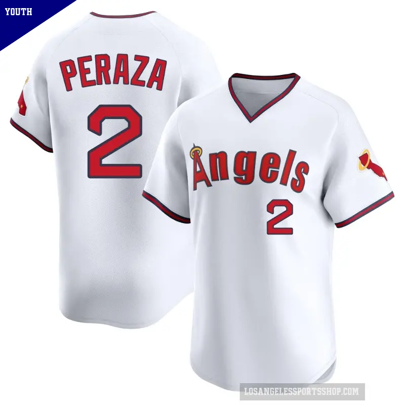 Youth No.2 Oswald Peraza Los Angeles Angels White Limited Alternate 2 Jersey