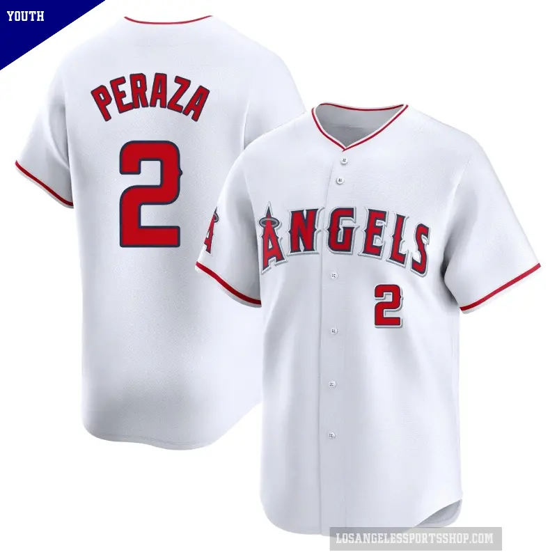 Youth No.2 Oswald Peraza Los Angeles Angels White Limited Home Jersey