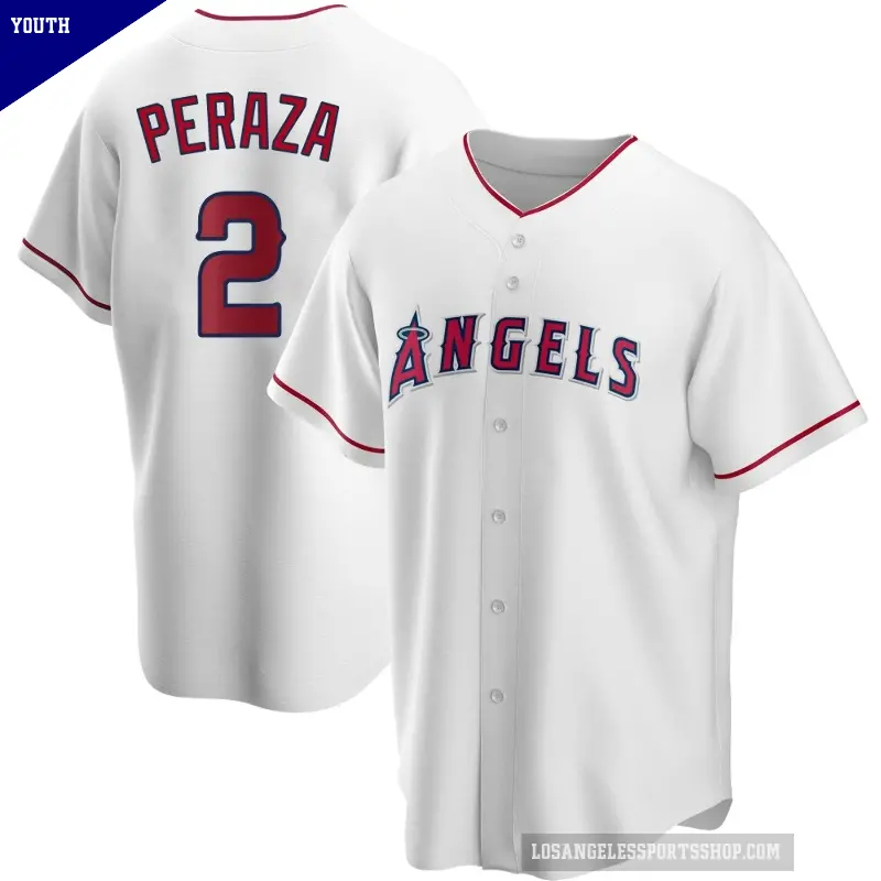 Youth No.2 Oswald Peraza Los Angeles Angels White Replica Home Jersey