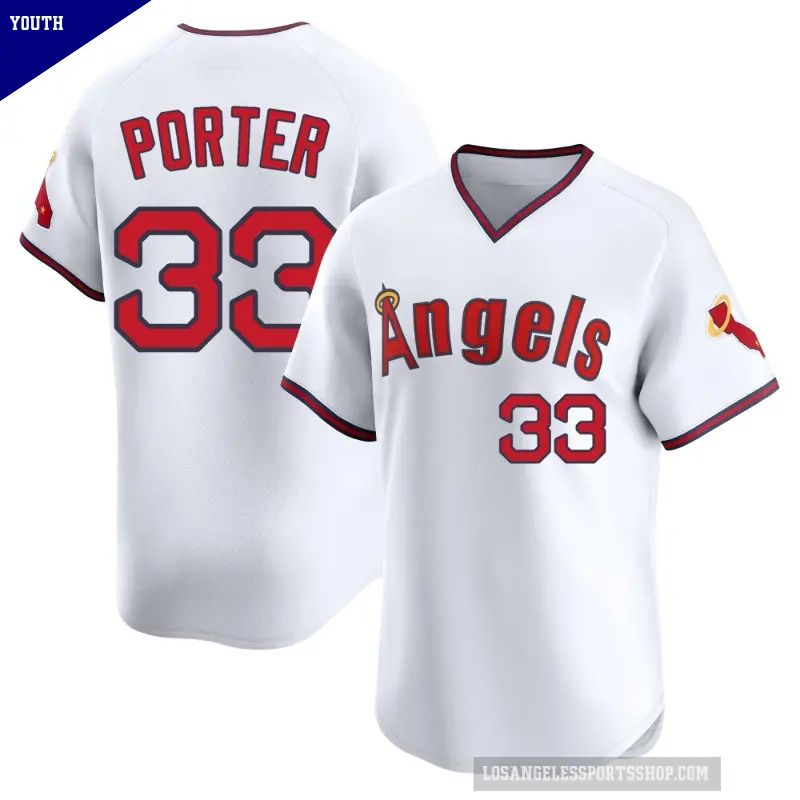 Youth No.33 Logan Porter Los Angeles Angels White Limited Alternate 2 Jersey