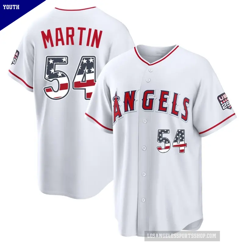 Youth No.54 Trevor Martin Los Angeles Angels White Limited USA 250 Fourth Of July Stadium Jersey