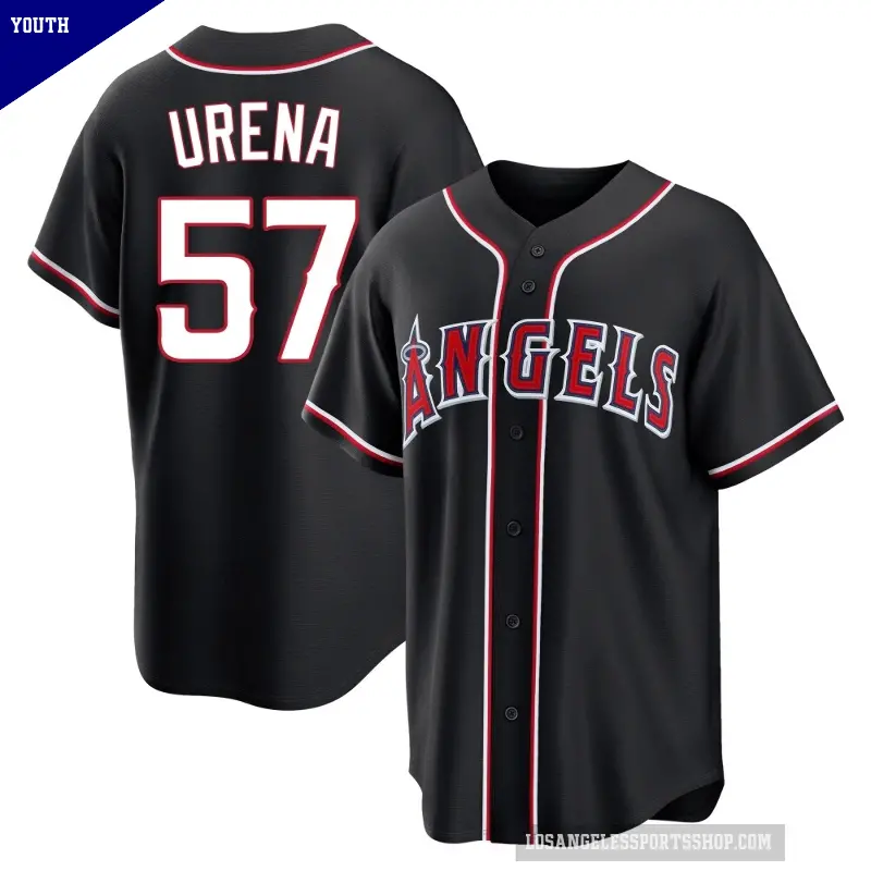 Youth No.57 Walbert Urena Los Angeles Angels Black Replica Fashion Out Jersey