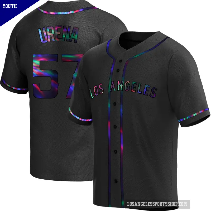 Youth No.57 Walbert Urena Los Angeles Angels Black Replica Holographic Alternate Jersey