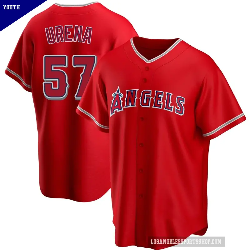 Youth No.57 Walbert Urena Los Angeles Angels Red Replica Alternate Jersey