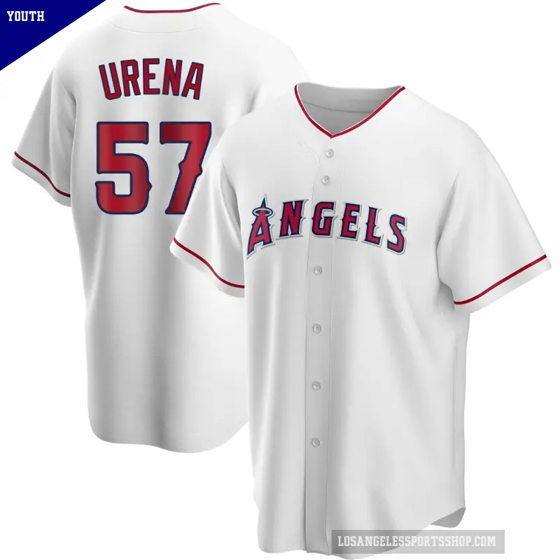 Youth No.57 Walbert Urena Los Angeles Angels White Replica Home Jersey