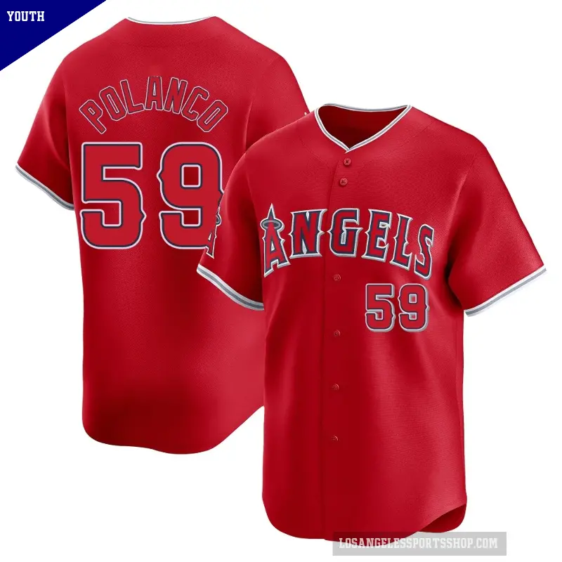 Youth No.59 Eybersson Polanco Los Angeles Angels Red Limited Alternate Jersey