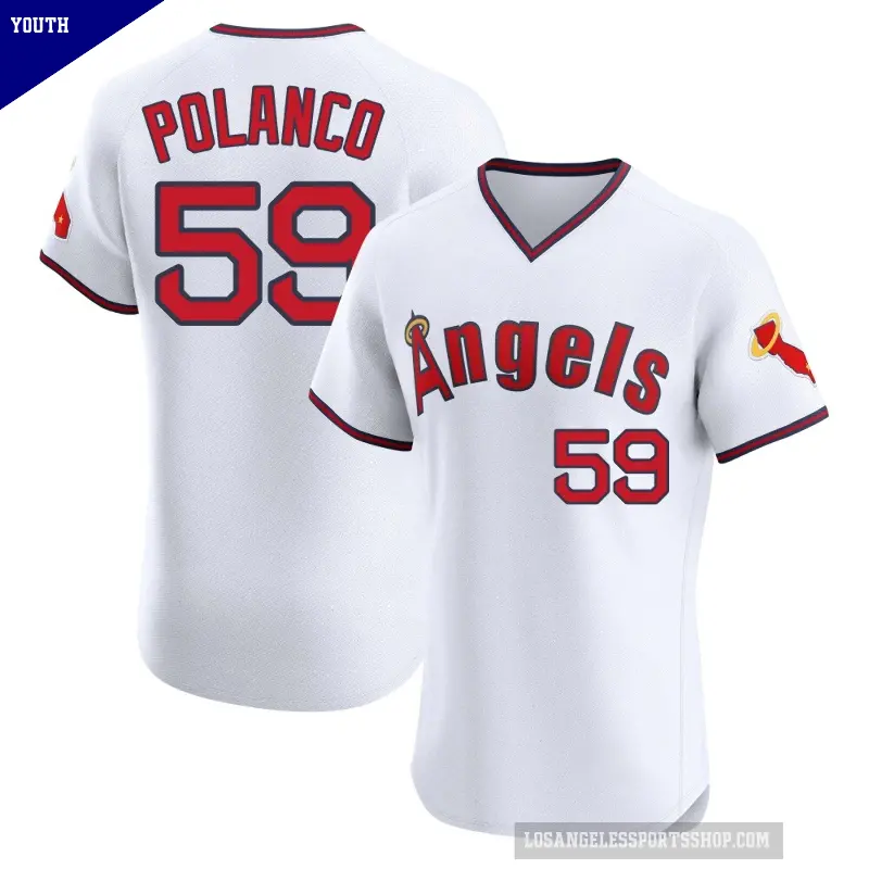 Youth No.59 Eybersson Polanco Los Angeles Angels White Elite Alternate 2 Jersey