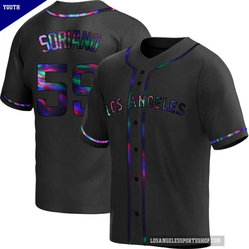Youth No.59 Jose Soriano Los Angeles Angels Black Replica Holographic Alternate Jersey