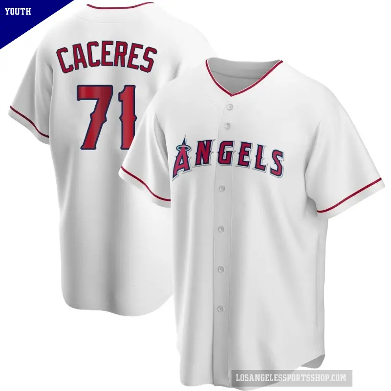 Youth No.71 Kelvin Caceres Los Angeles Angels White Replica Home Jersey